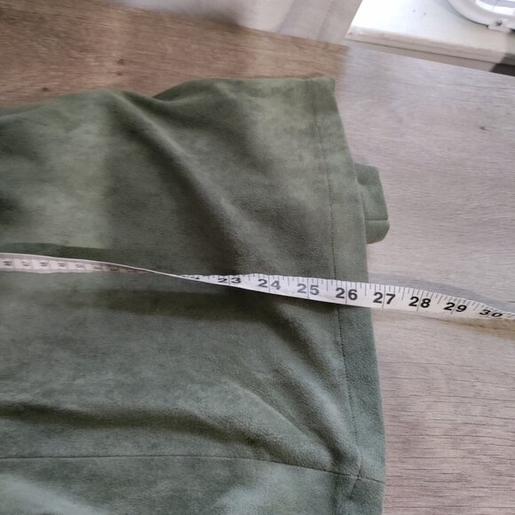 Blank NYC Womens Bagatelle Faux Suede Drape Front Jacket Winter Olive Green SZ M - Picture 7 of 8